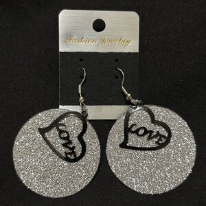 Silver & Black Heart Earrings